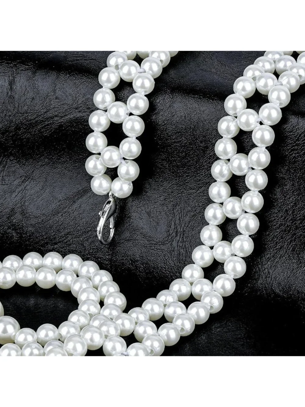 Plus Size Pearl Belly Chain Belt, Stretchable Adjustable Waist Accessory for